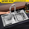 Chậu rửa bát 2 hố Inox304 kèm vòi rửa bát dây rút VNM-VADK7540