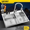 Chậu rửa bát 2 hố dày 3mm sử dụng inox 304 công nghệ Đức 