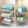 Giá treo bát đĩa có khay thoát nước gắn tường nhà bếp chất liệu inox304 VNM-2525