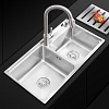 Chậu rửa bát 2 hố INOX SUS 304 kèm vòi rửa bát dây rút VNM-VADK8143