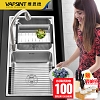 Chậu rửa bát 2 hố INOX SUS 304 kèm vòi rửa bát dây rút VNM-VADK8143