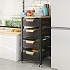 Kệ rổ đựng rau củ quả trái cây thực phẩm nhà bếp có bánh xe di động chất liệu thép carbon ốp gỗ VNM-4425
