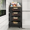 Kệ rổ đựng rau củ quả trái cây thực phẩm nhà bếp có bánh xe di động chất liệu thép carbon ốp gỗ VNM-4425