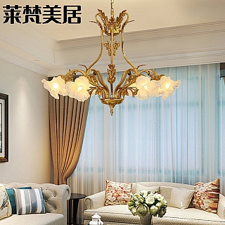Đèn thả chùm hoa trang trí phòng khách phong cách cổ điển Châu Âu chất liệu đồng VNM-1625