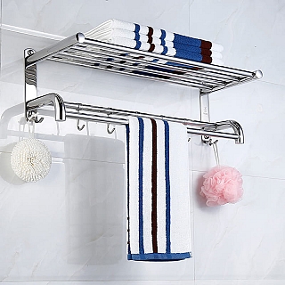 Giàn vắt khăn tắm tổng hợp kiêm móc treo đồ chất liệu Inox304 VNM-Laps-180617B