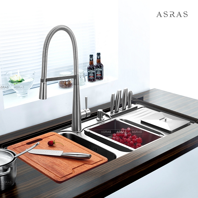  Chậu rửa bát âm bàn chất liệu inox SUS304 chậu đôi VNM-ARAS-8474