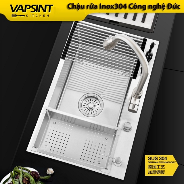 Chậu rửa bát 1 hố inox 304 dày 3mm VNM-7547