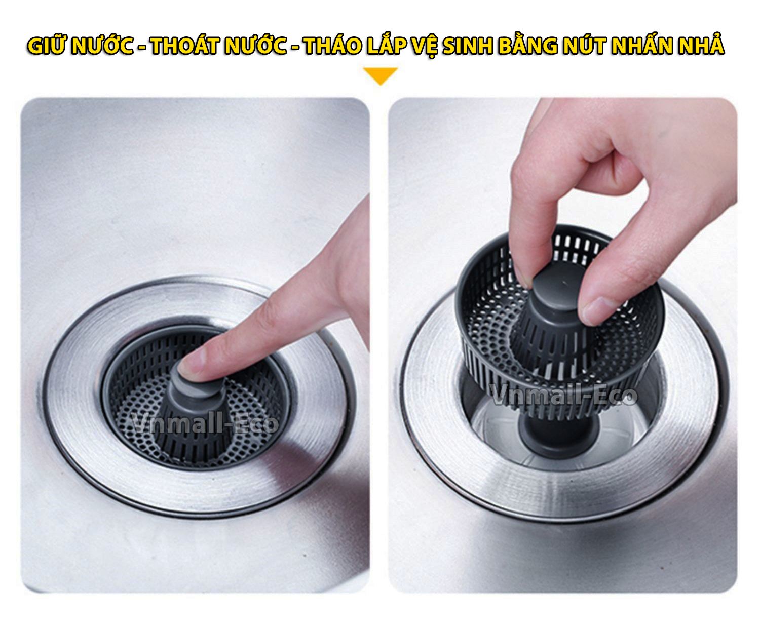 Bộ lọc rác ngăn mùi hôi chống trào ngược kiểu nhấn xả bồn rửa bát