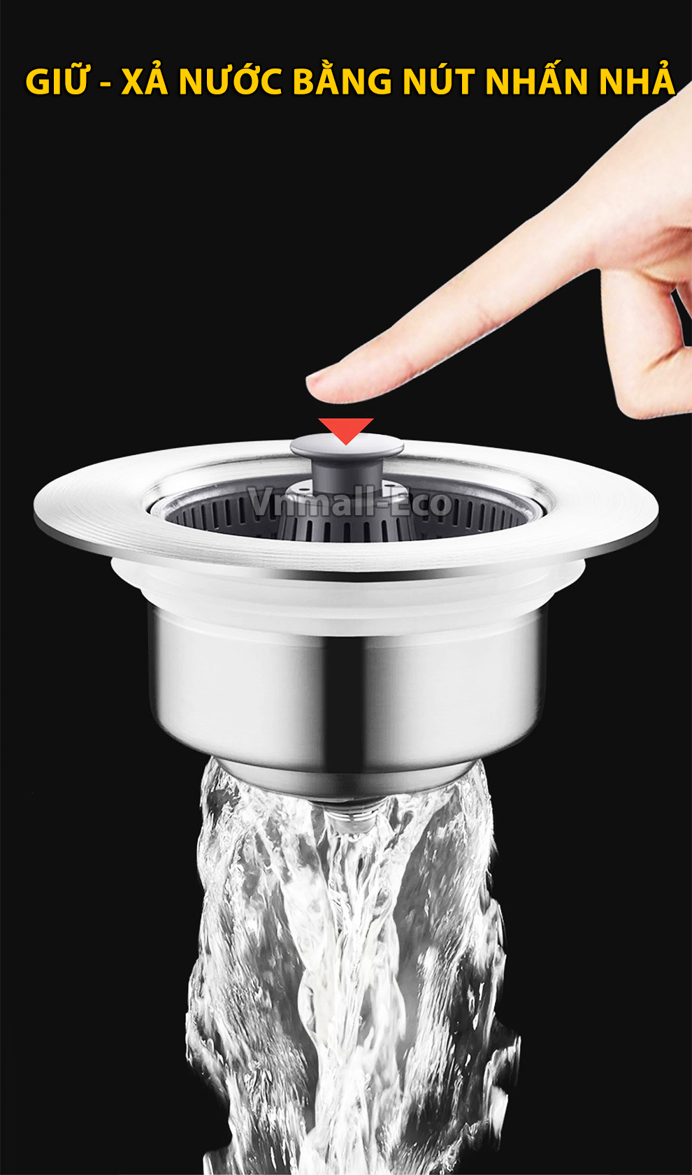 Bộ lọc rác ngăn mùi hôi chống trào ngược kiểu nhấn xả bồn rửa bát