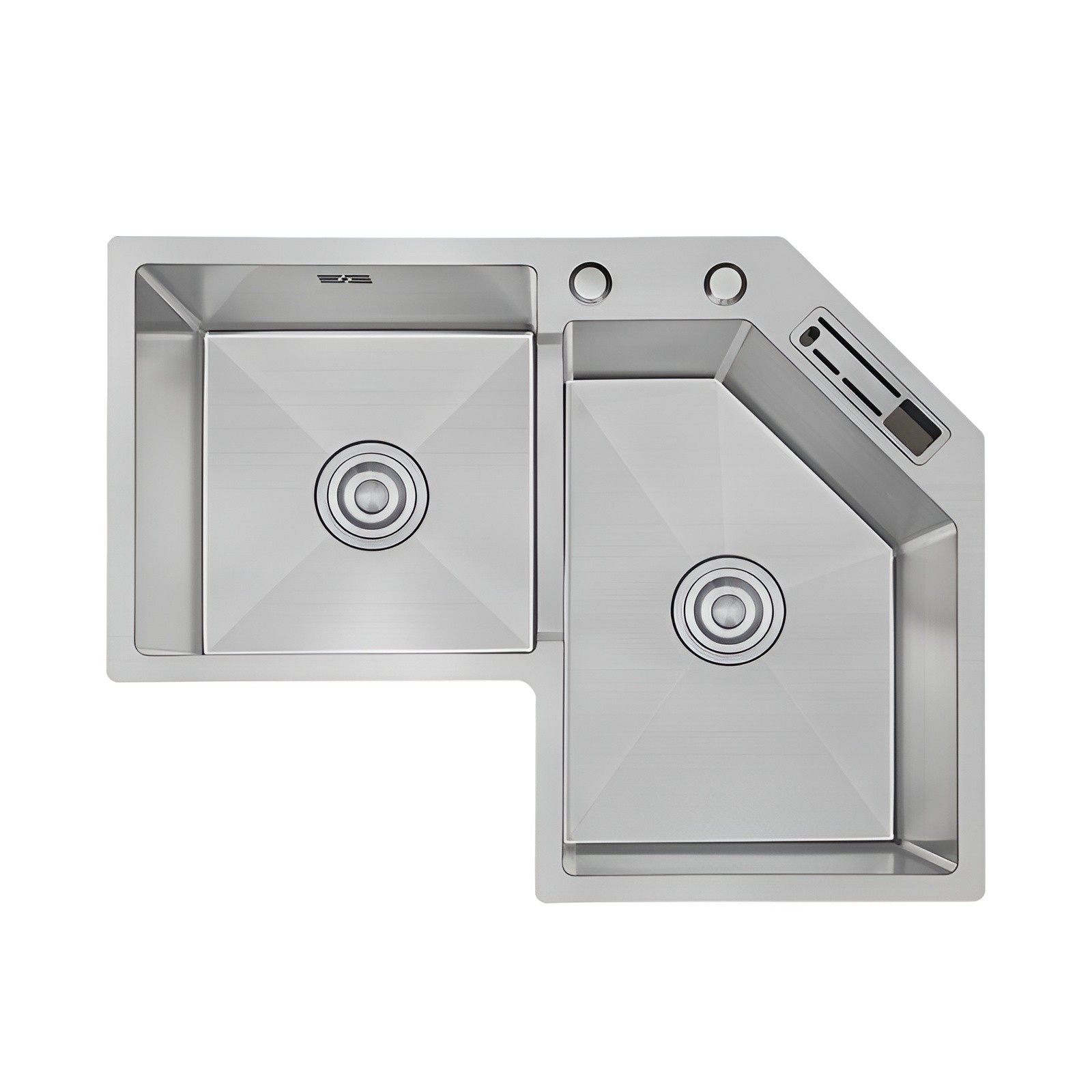 Chậu rửa bát góc tường nhà bếp 2 hố chất liệu inox304 VNM-31225