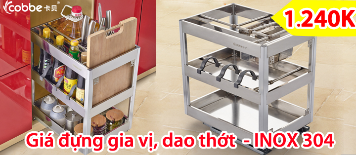 Giá đựng gia vị, dao thớt chất liệu INOX 304